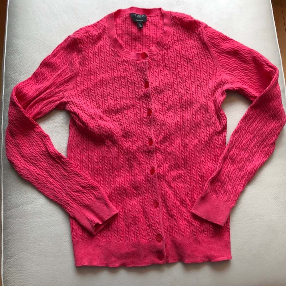 Talbots coral cotton cardigan